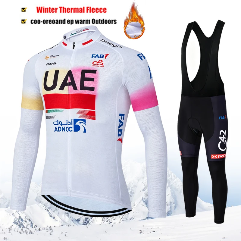 2026 Winter UAE Team Men's Cycling Clothing Men Thermal Fleece Cycling Set Mtb Man Clothes Sets Riding Suit Set Road Bike Wear