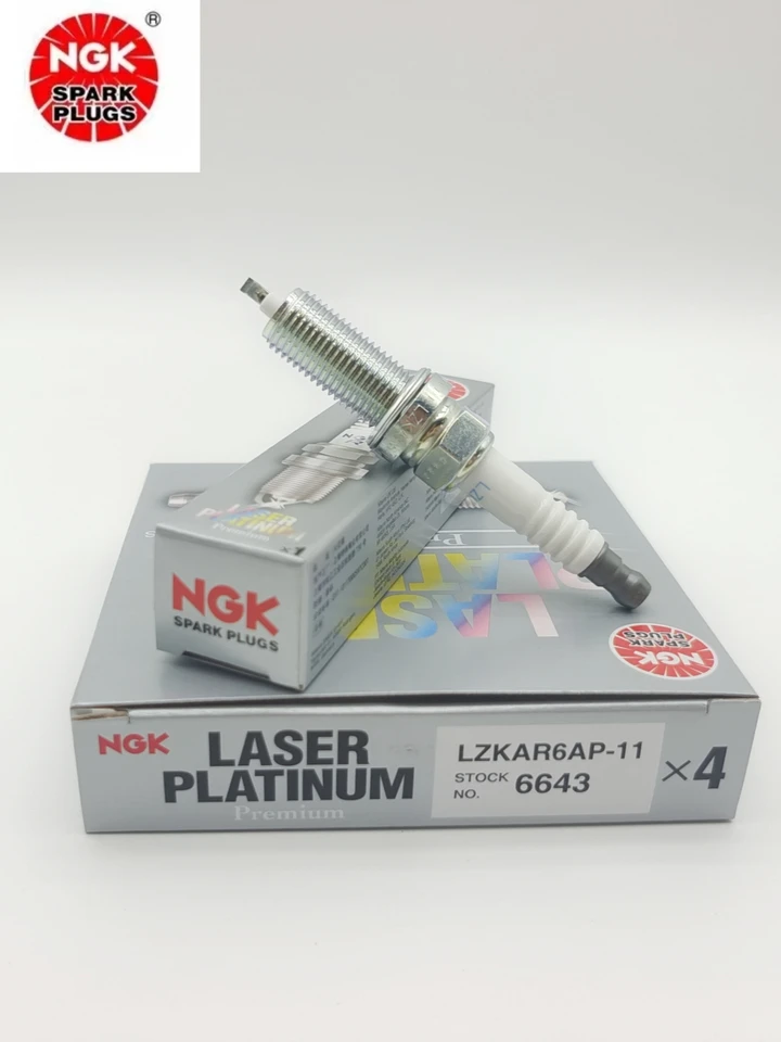 【1111】 4Pcs Original NGK LZKAR6AP-11 6643 Platinum Spark Plugs For Nissan