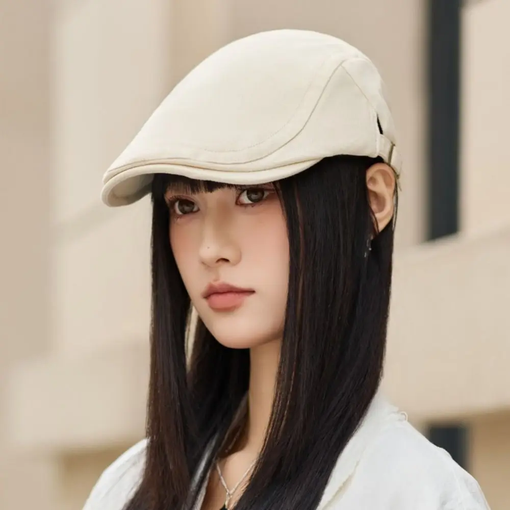 

Retro Solid Color Men Beret Hat Korean Style British Style Mesh Flat Cap Casual Sunscreen Forward Peaked Cap Painter Cap