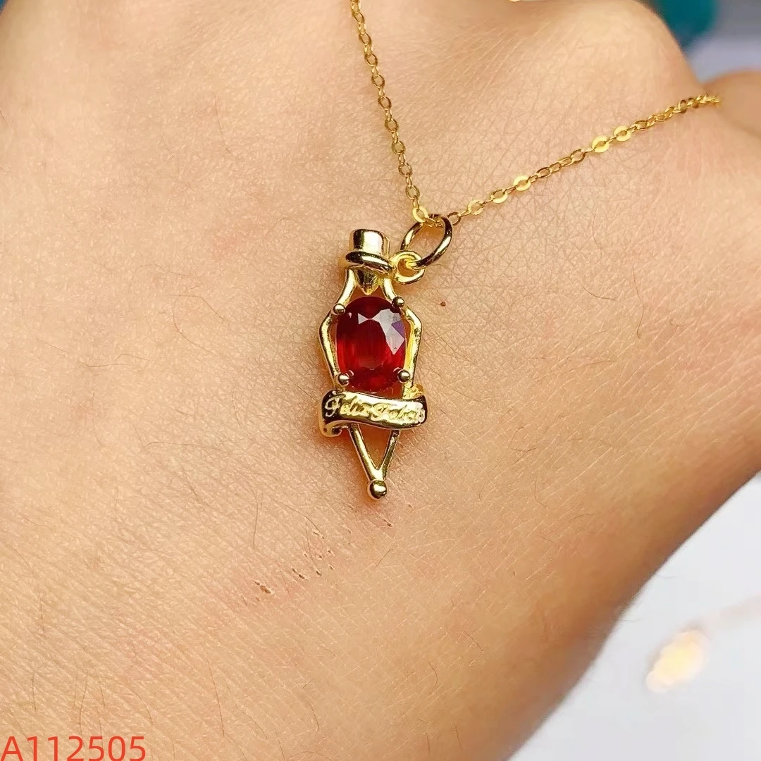 KJJEAXCMY Natural Myanmar Ruby Pendant High Clarity Lustrous Locking Color Process S925 Silver Electroplated Jewelry Accessory