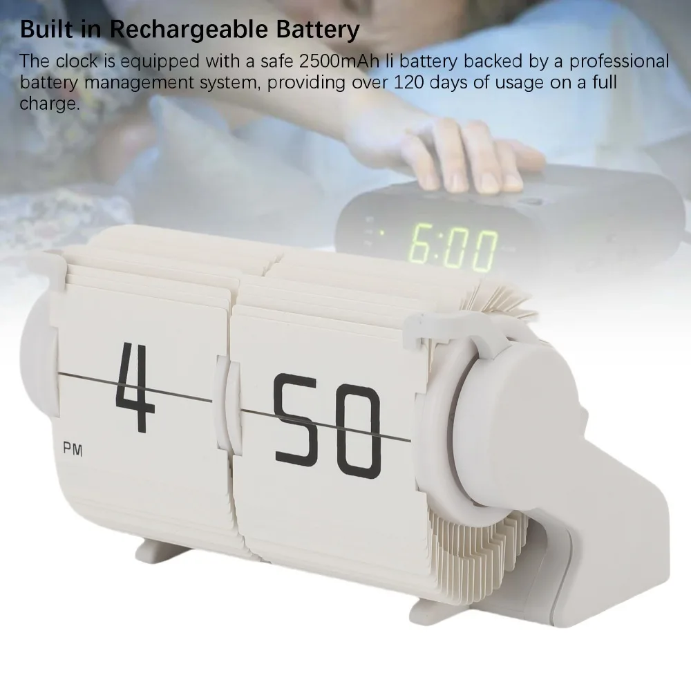 Automatic Page Turning Flip Clock 12 Hours Format Black White Digital Desktop Clock Retro Design Big Number Flip Table Clock
