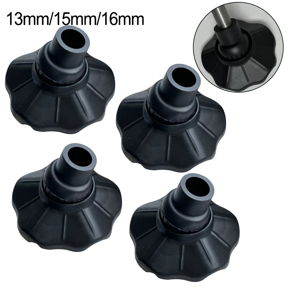 4er-Pack Campingstuhl-Fußpolster, Kunststoff, rutschfeste Beinabdeckungen, Anti-Sink, für Outdoor-Wanderungen, 13 mm, 15 mm, 16 mm, Schwarz – Detail 2