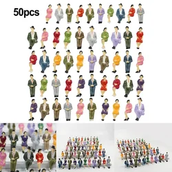 50pcs 1:32 Scale Painted Figure Train Passenger Tree Model Miniature Figure Painted Scene Model Figure Different Poses