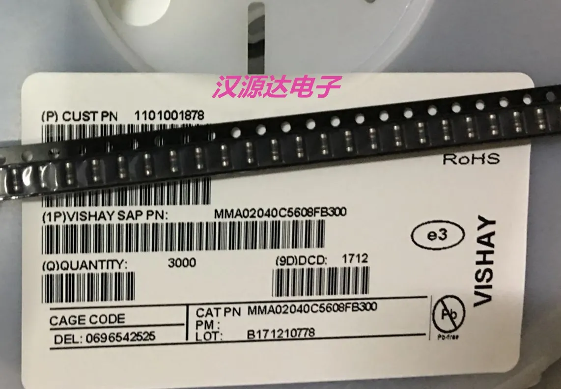 

100pcs/lot MMA02040C5608FB300 0204 5R6 5.6R 1% 0.25W chips Electronic new