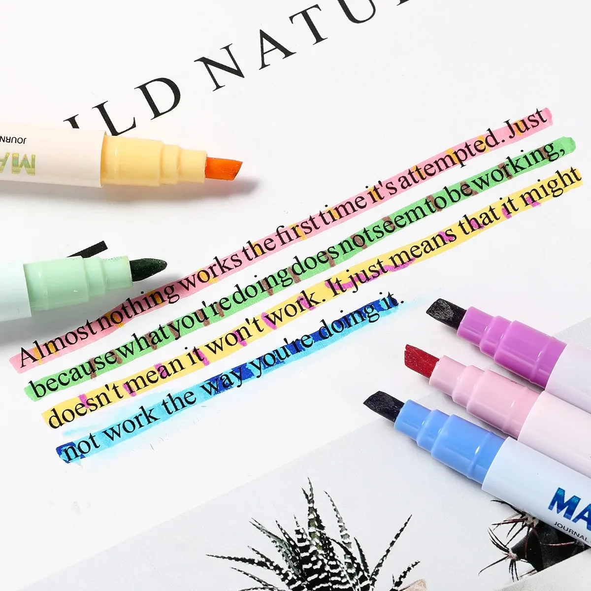 12pcs Double-ended Magic Color Marker Pen Changing Highlighter Pen Set Student Diary Scrapbook Painting DIY Office Supplies