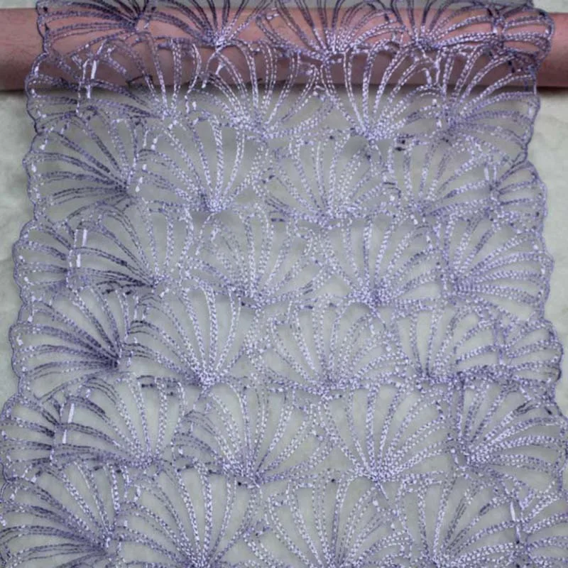 20Yds Light Purple Bilateral Embroidery Lace Fabric DIY Crafts Sewing Supplies Decoration Accessories For Bikini Underware Lace