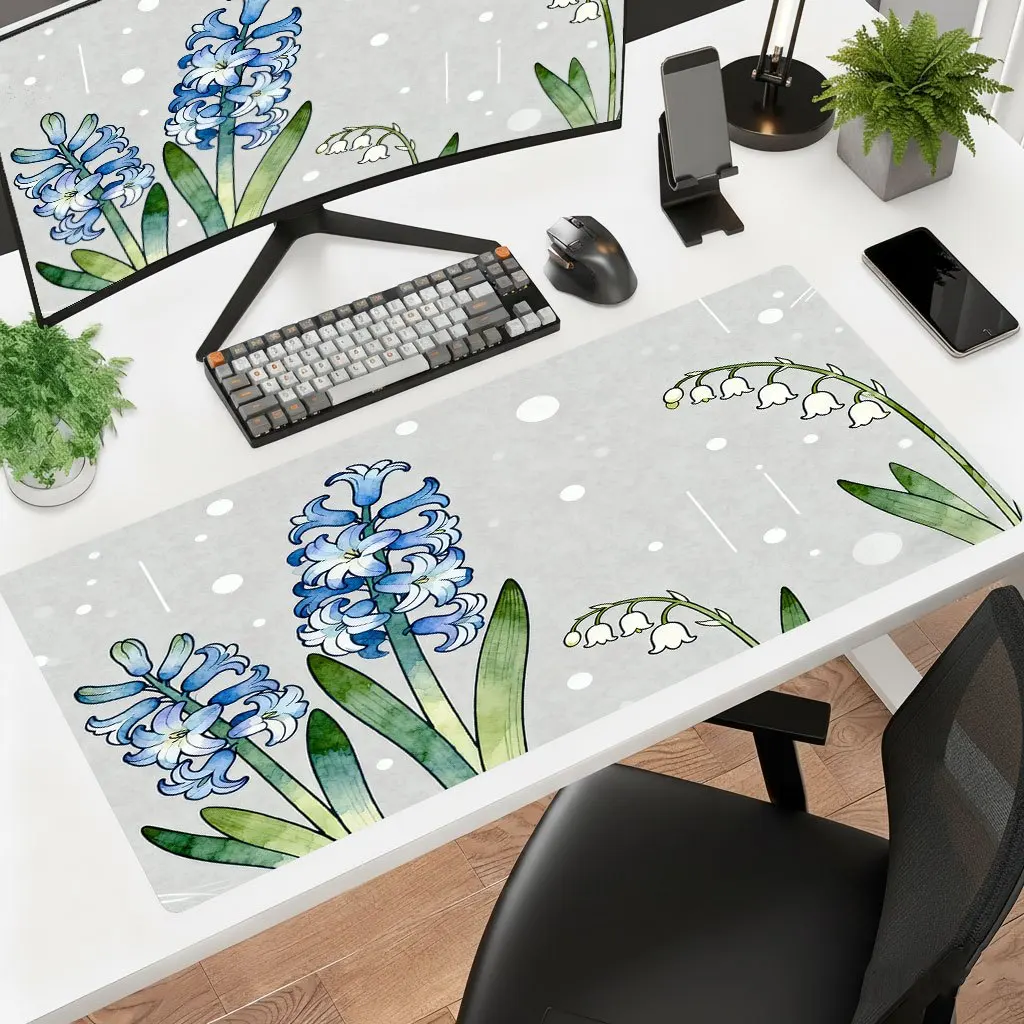Brand Blue White Bellflower Mouse Pad Non-Slip Thick Gaming Laptop Office Desktop Mat Ultra-High-Definition Dynamic Art Print