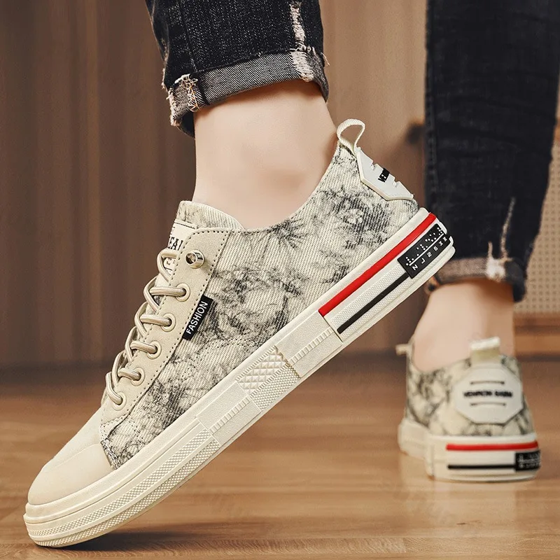 

2025 Autumn New Style Fashion Trend Men's Low Top Casual Canvas Shoes Comfortable Versatile Niche Design Non Slip Flat Sneakers