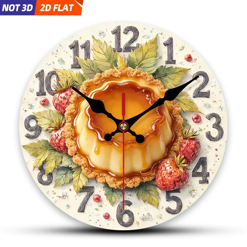 

Настенные часы с изображением клубничного пудинга, 1 шт., круглые, современные, минималистичные, подходят для спальни, декора, на батарейках (батарейки AA не входят в комплект)