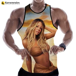 2023 New Fashion Mariah Carey 3D Printed Tank Tops Men Women Summer Casual Sleeveless Shirts Hip Hop Streetwear Oversized Tops