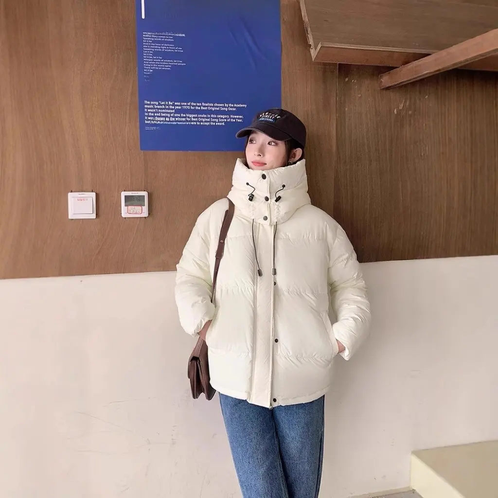 

Зимняя женская свободная хлопковая куртка с капюшоном длиной до колена в теплом стиле на складе