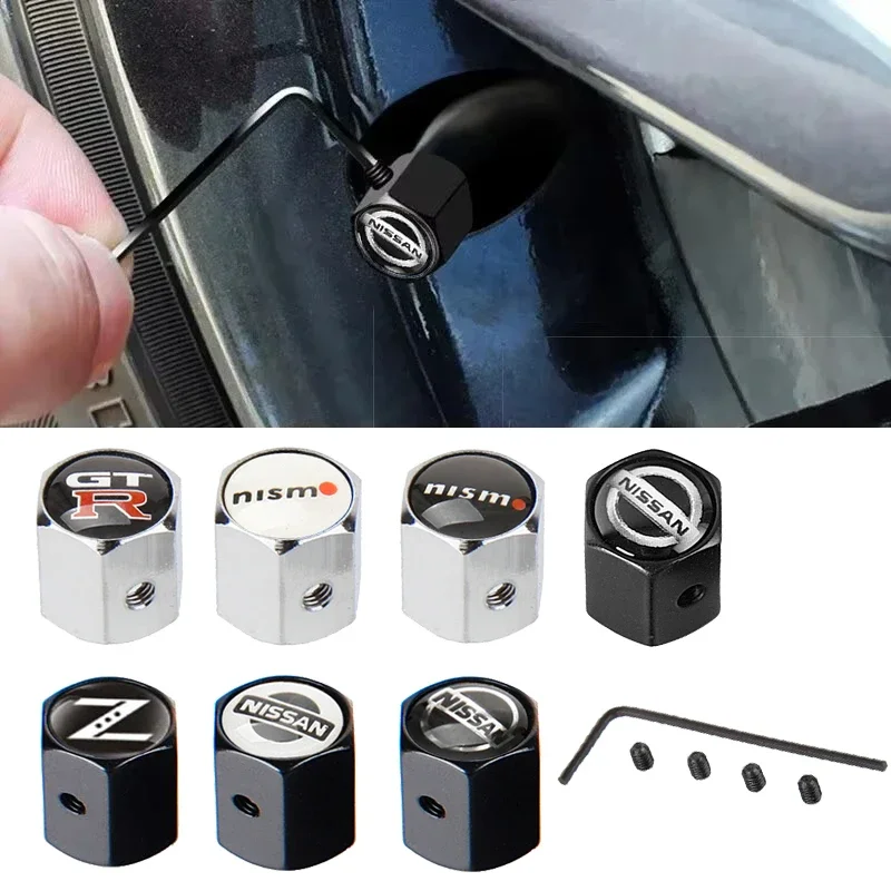 Anti-theft Car Tire Valve Caps Wheel Covers Decoration for Nissan GTR Nismo Z 350Z 370Z Micra Qashqai Sylphy X-Trail Murano Leaf