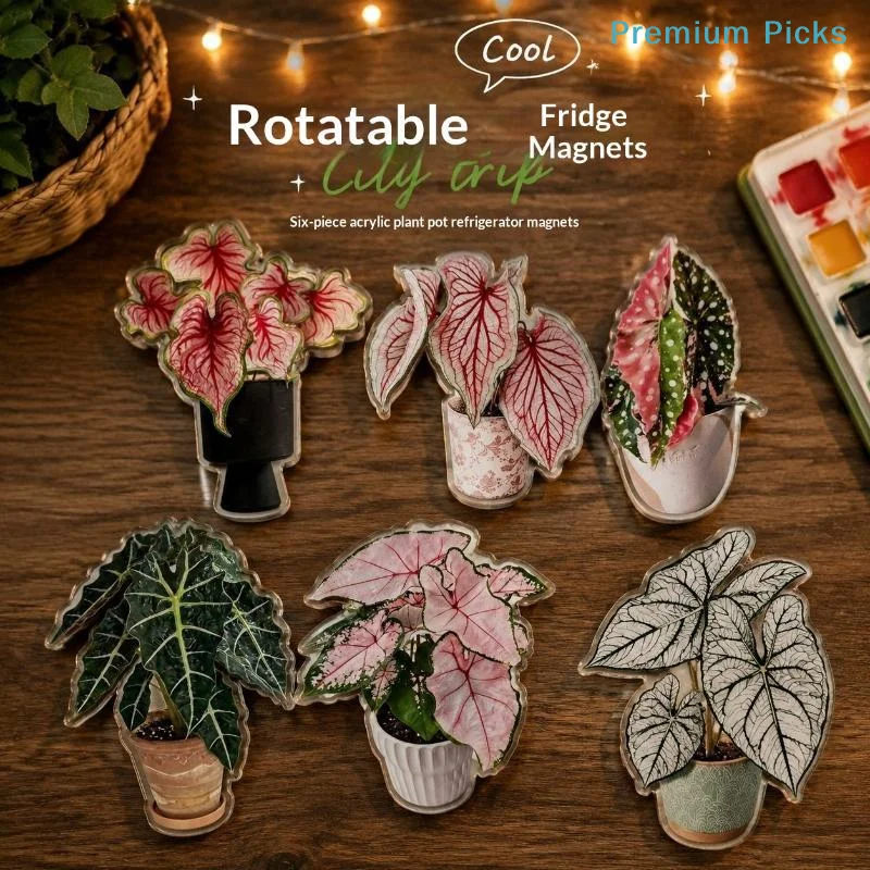 portableMini Rotatable Artificial Plant Fridge Magnets Creative Realistic Leaf Magnets for Refrigerator Photo Clip Home Decor
