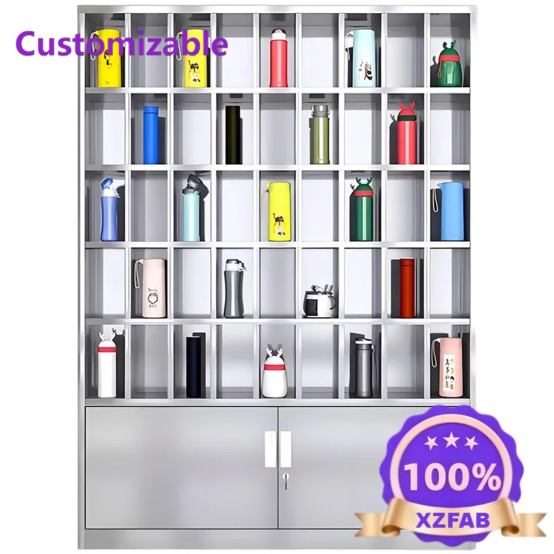 Factory Direct 2026 304 Stainless Steel Staff Water Cup Rack Workshop Multi-grid Water Cup Cabinet Cup Storage Cabinet