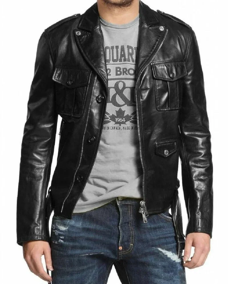 

New Men's Leather Jacket Slim Fit Jacket Biker Café Racer Style Jacket Fashion Trends