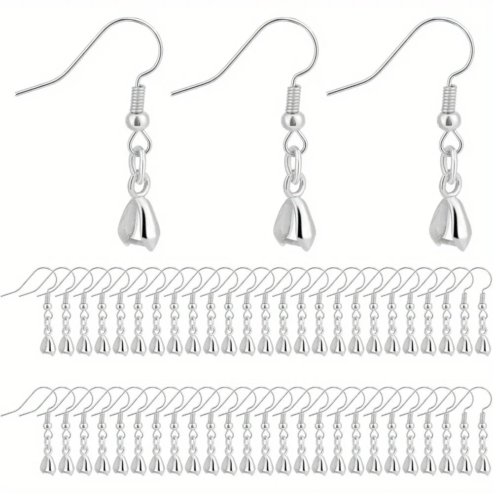 20/50Pcs Earring Hooks French Wire Ear Ball Hooks with Pendant Clasp for Jewelry Earring Making Crafts DIY