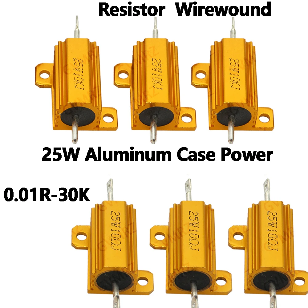 25W 0.01R 0.05R 10R 82R 300R  Aluminum Case Power Resistor  Wirewound Type Assorted Ohm Values for Electronic Circuits 0.01R-30K