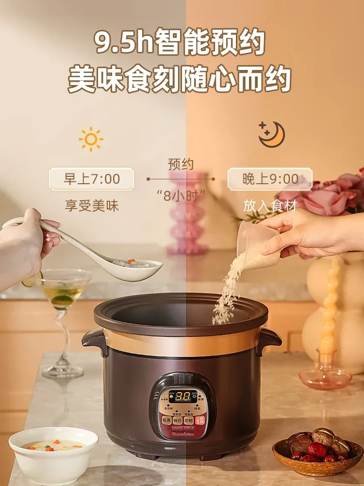 220V Royalstar Ceramic Electric Stewpot for Soup and Porridge with Purple Clay and Auto Functions