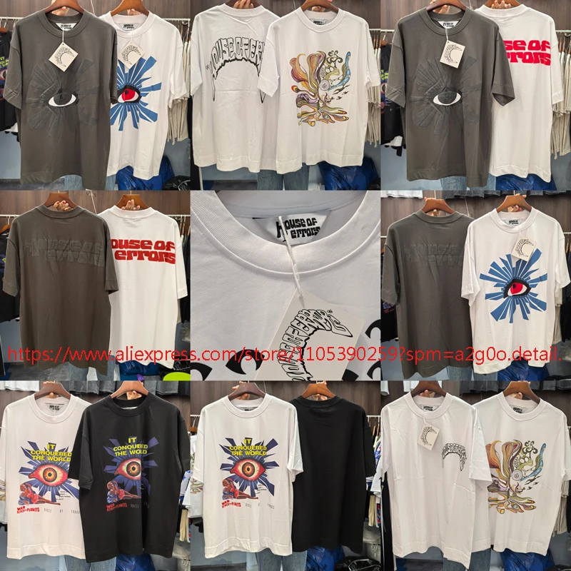 Summer Casual Multi-color Trendy Series Short-sleeved House of Errors T-shirt Artistic Graffiti Print High-quality Cotton Top