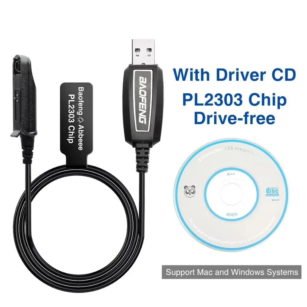 USB Programmeerkabel Met CD voor Baofeng UV-5R 82 888 S UV-S9PLUS UV-13 16 17 21 Pro Quansheng UV-K5 5R Plus Walkie Talkie Radio