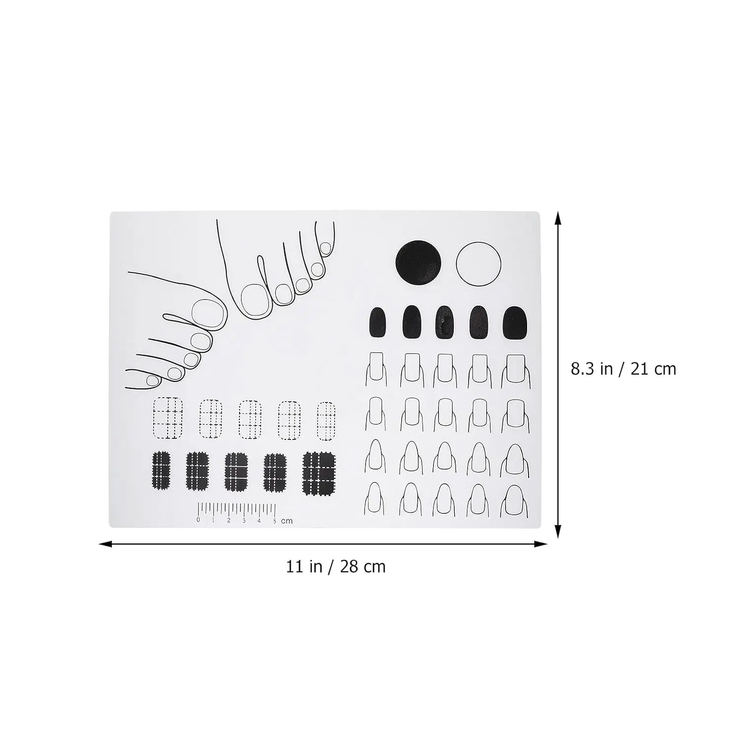 Silicone Nail Mat Acrylic Nail Training Mat Nail Polish Practice Pad Stamping Plate Nail Sticker Trainer Guide for Nail Home DIY