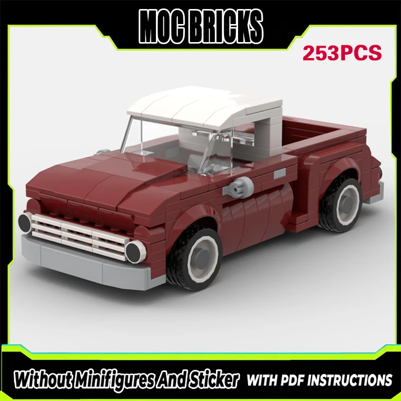 

City Car Model MOC Building Bricks C10 Dark Red Full-Size Pickup Modular Technology Gifts Holiday Assemble Children Toys Suit