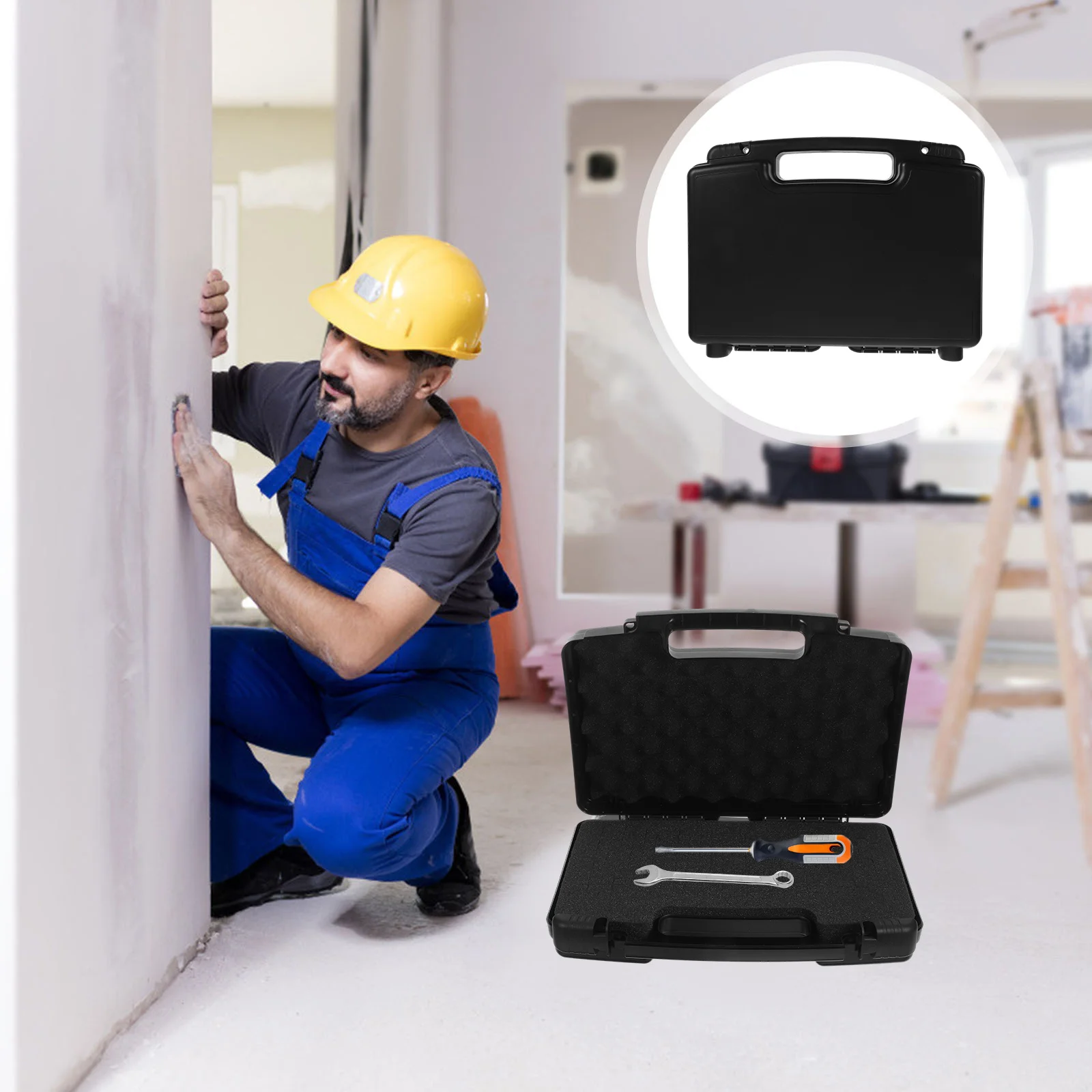 ハンドヘルドツールボックス小さなハードケースフォーム付きポータブルツール収納容器車のメンテナンスキャンプ釣りアウトドア用