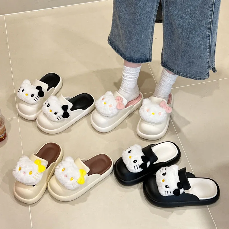 

Hello Kitty Sanrio Summer Slippers Kawaii Platform Shoes Girls Eva Beach Sandals Women Slides Indoor Mute Household Flip Flops