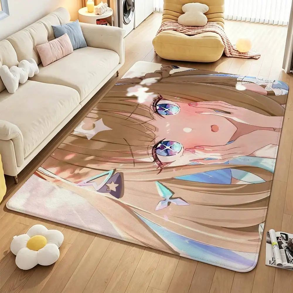 A-Almond Eye U-Umamusume Short Plush Anti-Slip Door Mat Soft Floor Mat for Home Entrance