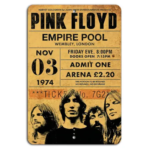 Pôster do Concerto Empire Pool Wembley - 3 de novembro de 1974 - Alumínio