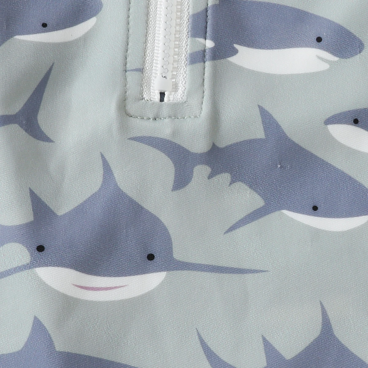 Baby Boy 3-6 Months Cartoon Shark Print Round Neck Front Zipper Cute Casual Seaside Vacation Short-Sleeved One-Piece Swimsuit