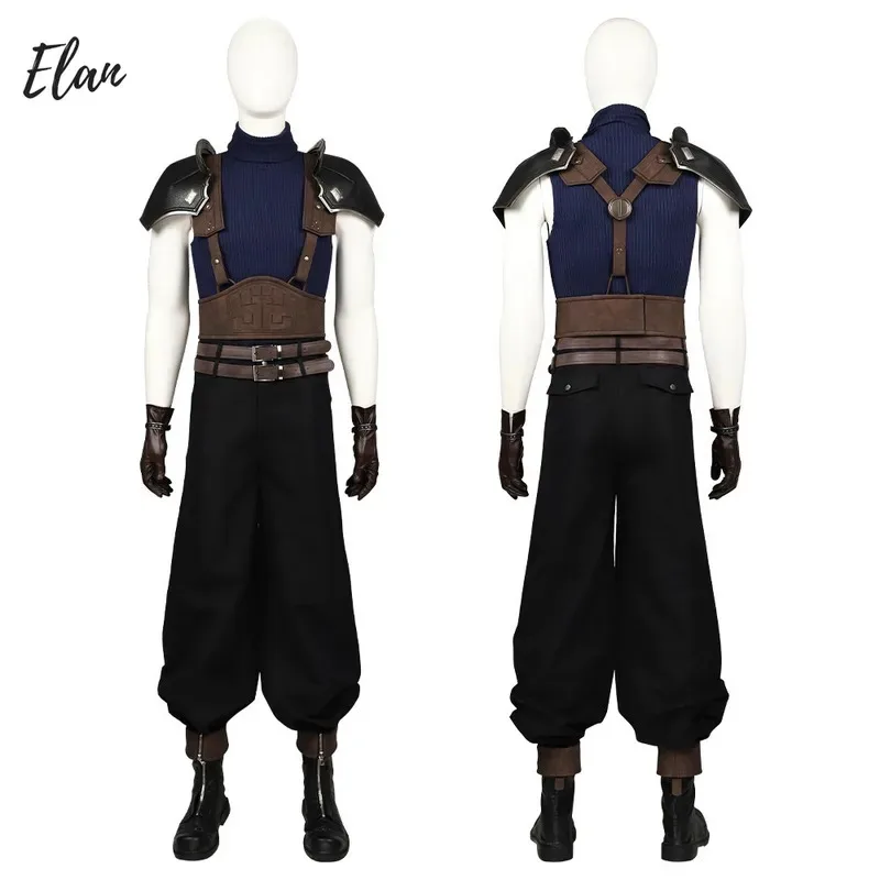 qq34Game FF7 أزياء تنكرية تمويه طبعة جديدة زاك حزام السراويل العليا اكسسوارات الزي هالوين كرنفال Deguisement مخصص S