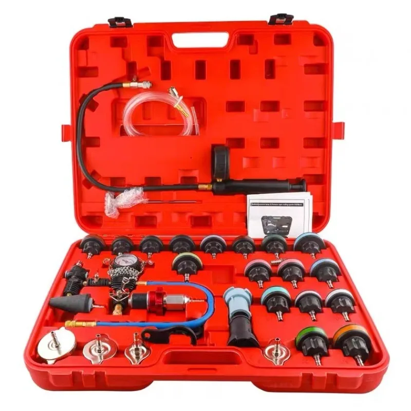 

Car water tank torture testing Leak tool 34 pieces Coolant replacement Leak detector Vacuum pressure gauge Leak detector testing