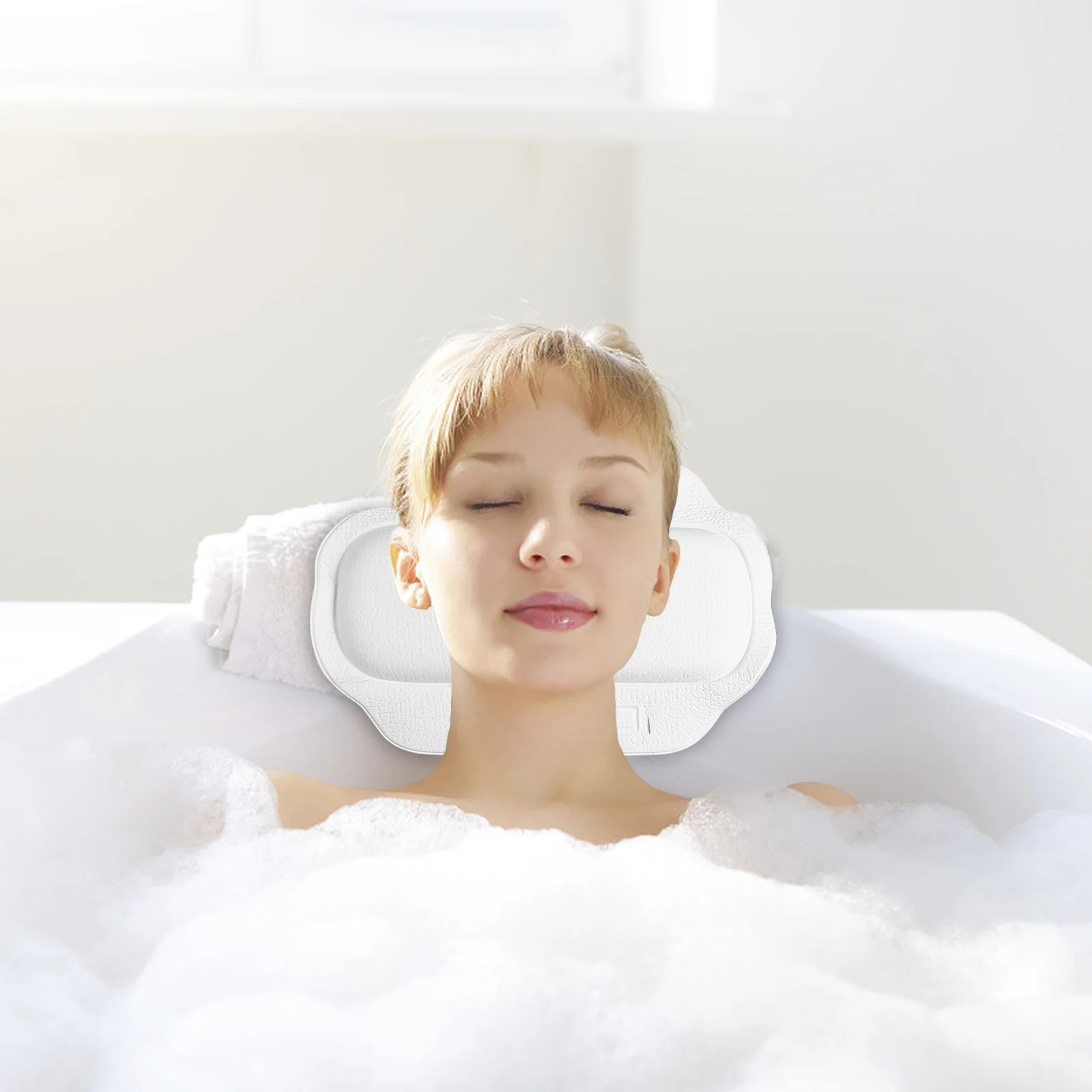 

Non-Slip Bathtub Pillow Strong Suction Cup Bath Cushion for Tub Neck Back Support Spa Bathing Experience Home Travel Use