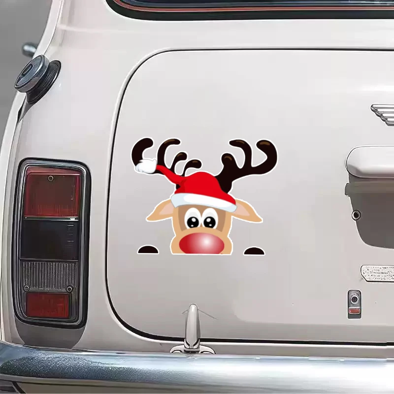 2025 عيد الميلاد جديد نافذة السيارة ملصق ، الديكور الجانب نافذة الوفير ملصق ، سانتا كلوز الأيائل زجاج السيارة لاصقة تزيين