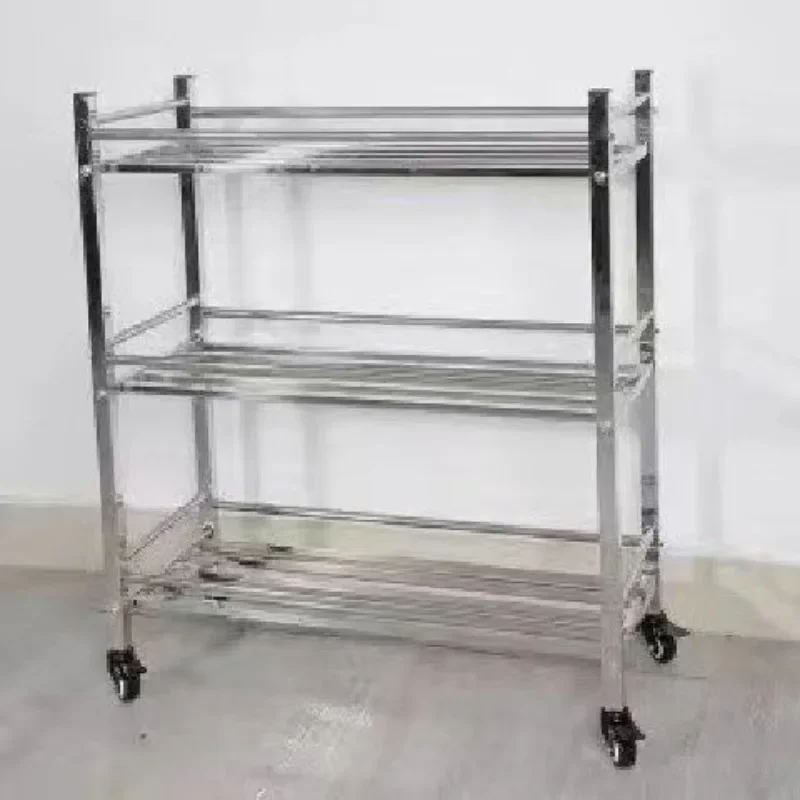 Stainless steel flower stand Shelf Movable floor-to-ceiling shelf Balcony Outdoor orchid three-layer flower stand