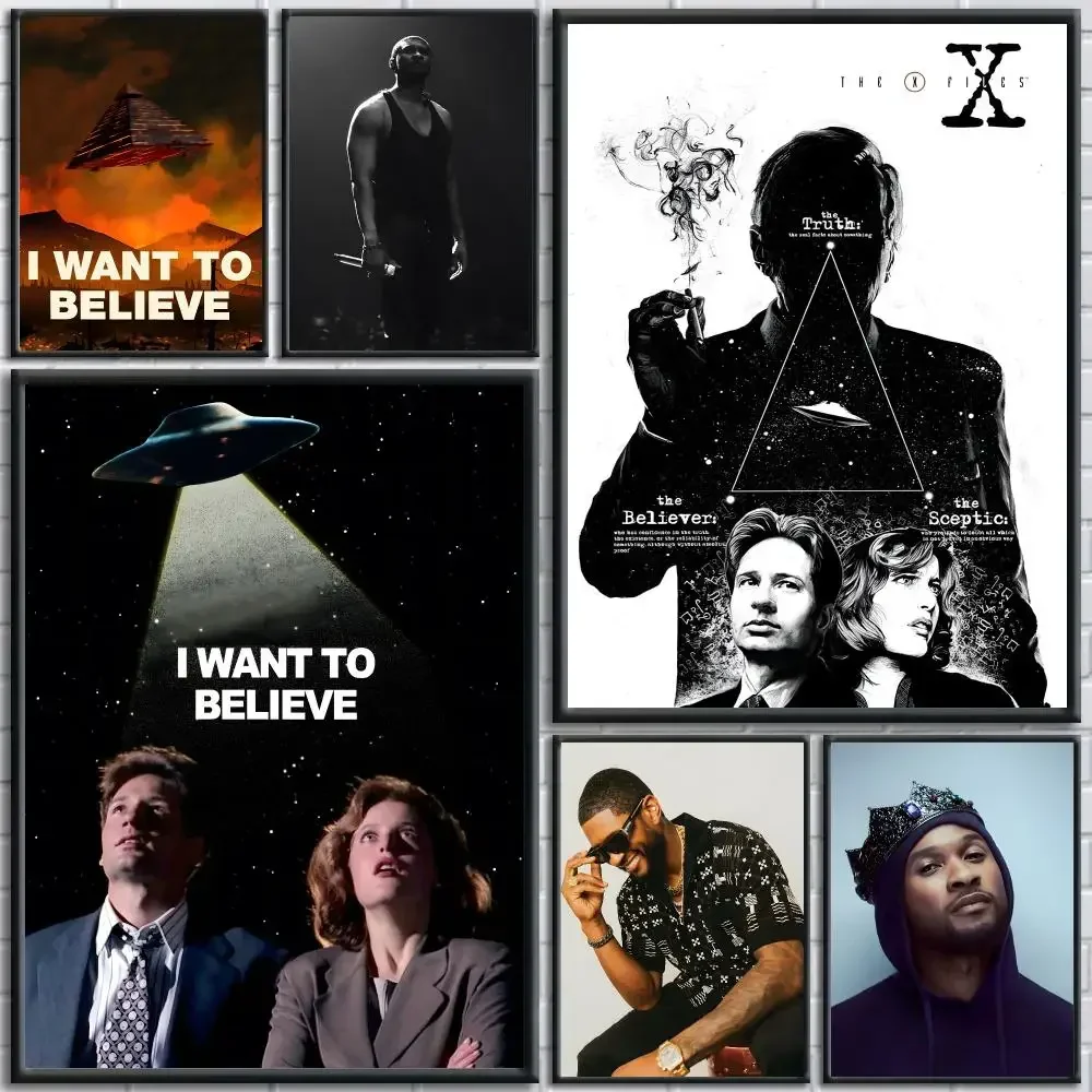 Movies T-The X-Files I Want to Believe Poster Modern Aesthetic Wall Art Print Minimalist Poster Bedroom Living Room Home Decor