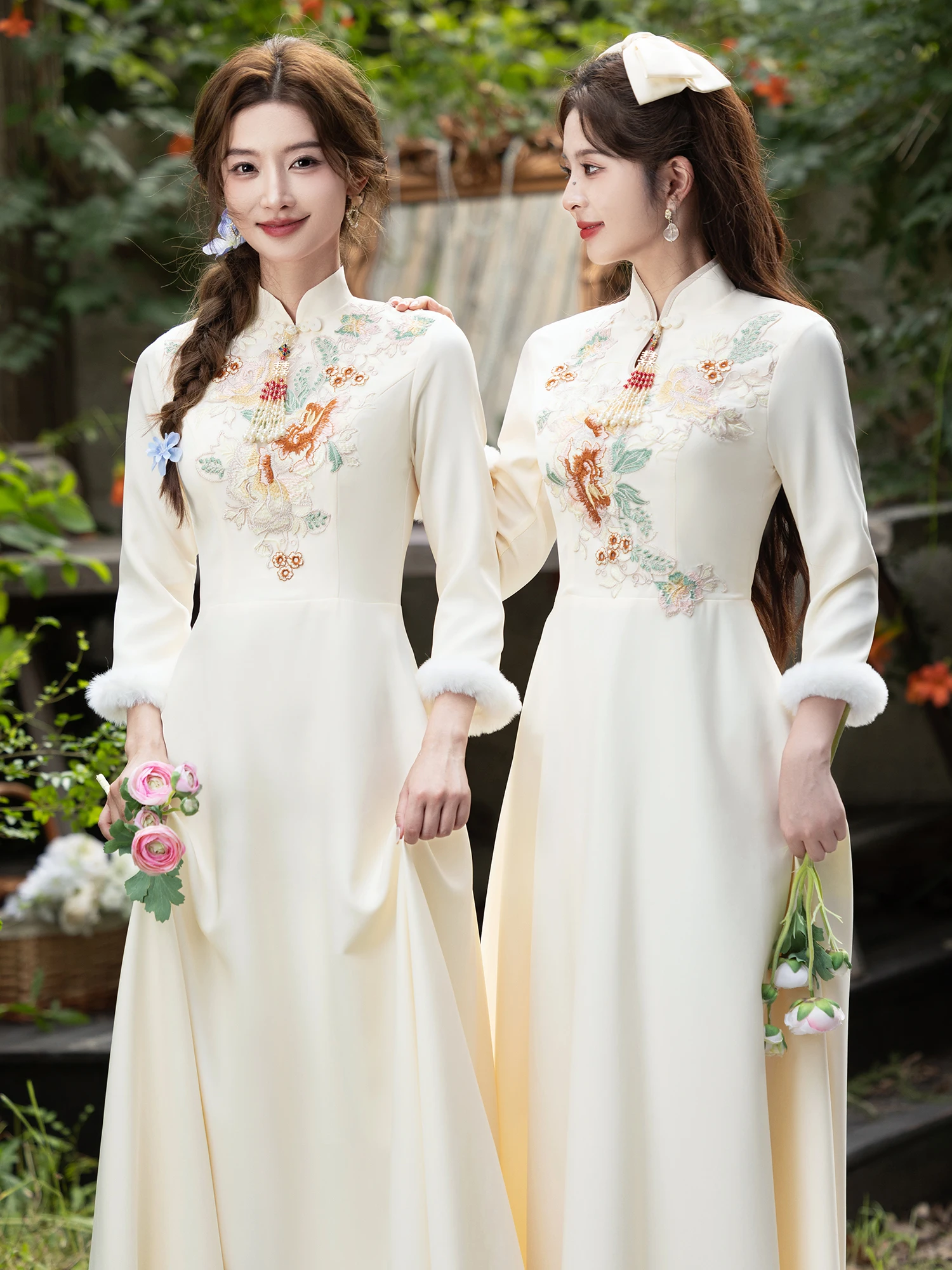 

Bridesmaid Dr Autumn Winter Thi Long Sve Women's Warmth Wedding Ceremony Chinese Sle Sister up Dr Champaign C...