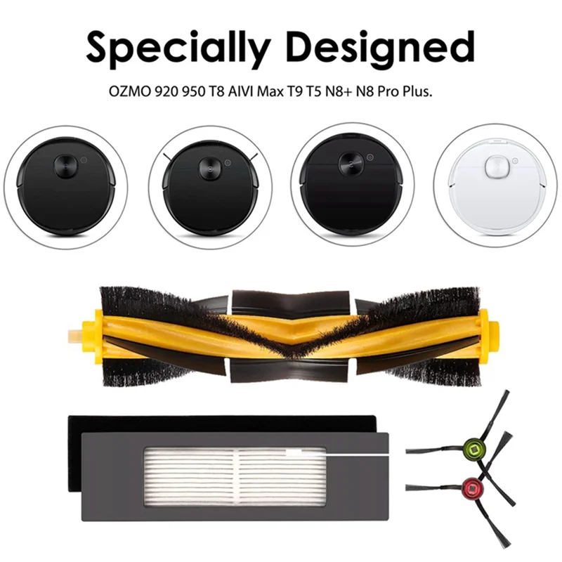 

ABUH-For Ecovacs Deebot T8 T8 Aivi T8+T8 MAX Station Robotic Vacuum Cleaner Parts Roller Side Brushes Dust Bags Filter