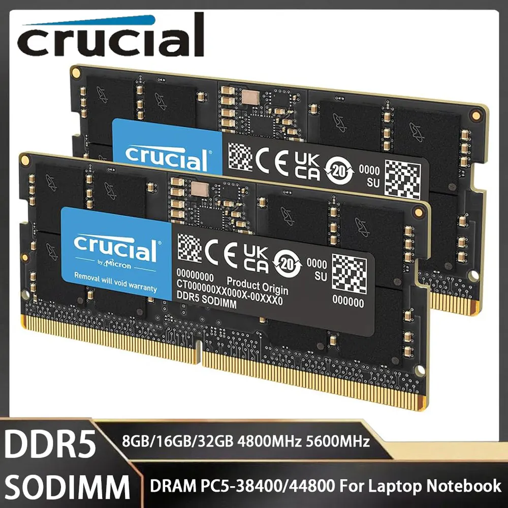 

Оперативная память Crucial Memoria ddr5 16 ГБ 24 ГБ 32 ГБ 48 ГБ DDR5 5600 МГц PC5-44800 Память для ноутбука без ECC 262 контакта SODIMM для оперативной памяти Intel и AMD