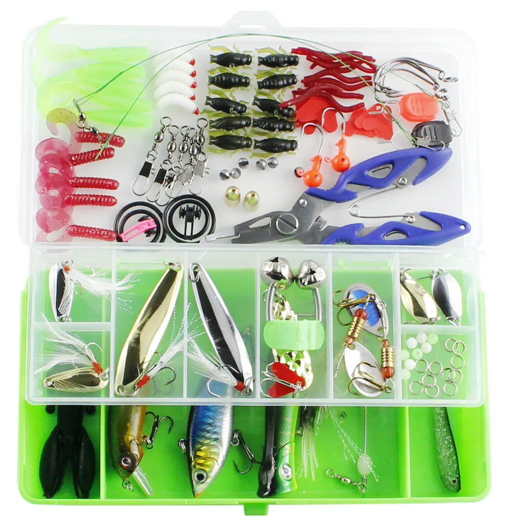 

106-Pcs Lure Fishing Set, Soft Baits & Minnow VIB Spinners (Fishing Lures/Leurre de Pêche), Versatile Fishing Tackle Kit
