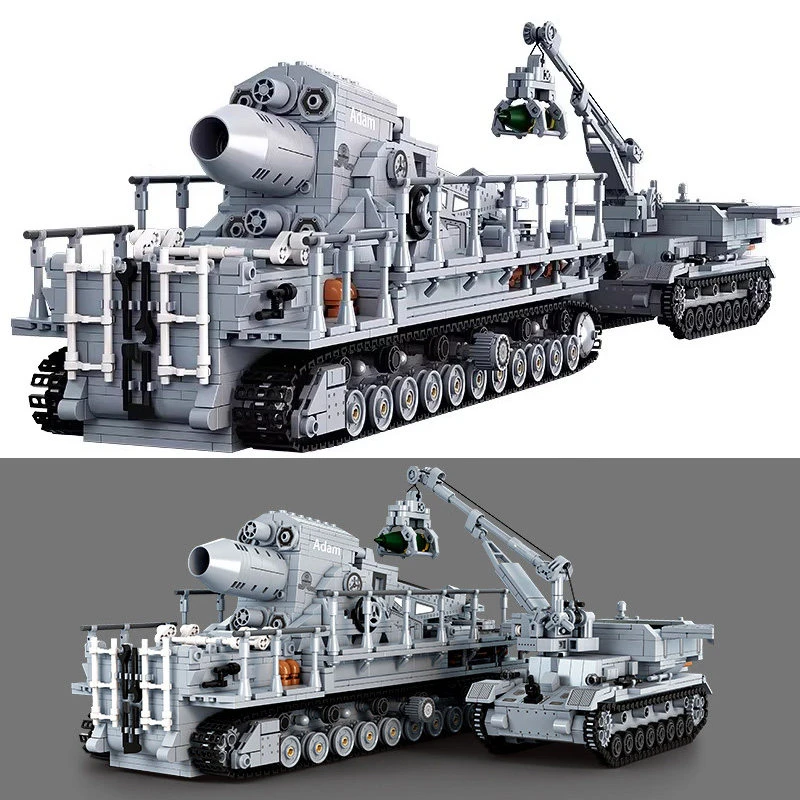 2875PCS Karl-Gerät Heavy Mortar & Tractor Building Blocks Set – Self-Propelled Siege Artillery Model Kit, Desk Decor for Adults