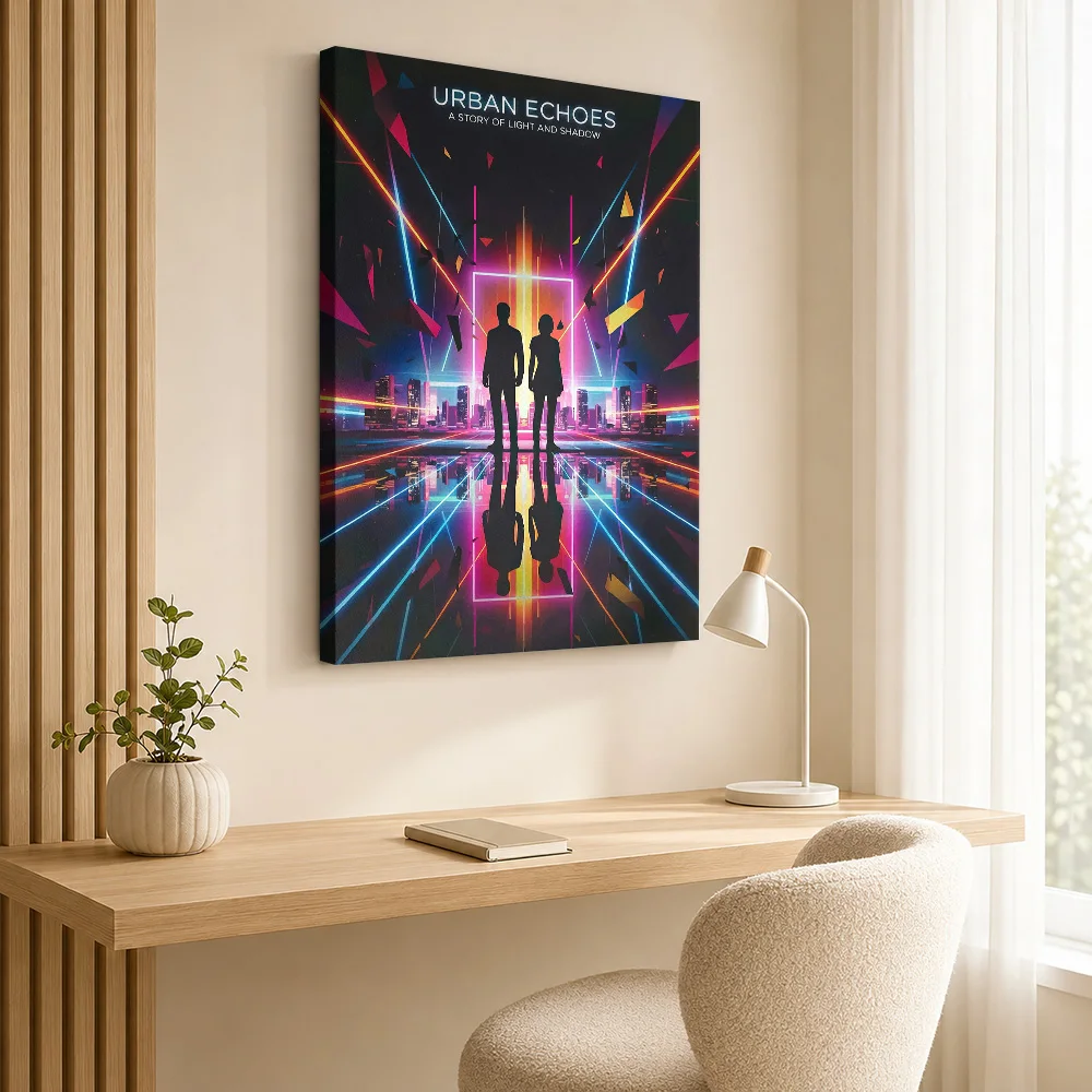 Urban Echoes Sci-Fi Framed Canvas Print Poster Personalized Gaming Anime Wall Paintings Decoration for Game Room Ready to Hang