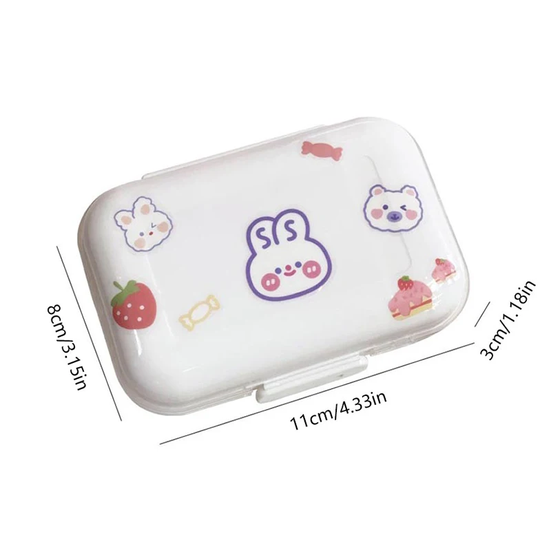 Kawaii Pill Case With Sticker Container Plastic Medicine Pill\'s Box Office Home Travel Storage Storage Organizer For Small Thing