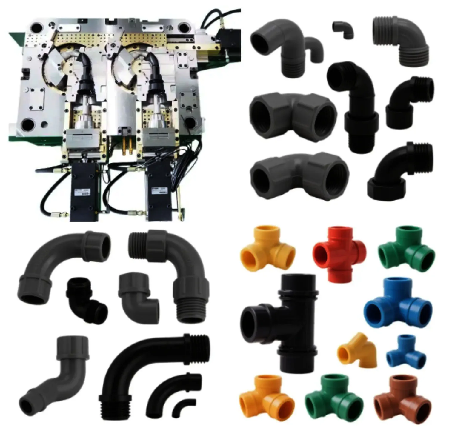Custom Injection Plastic Pipe Fitting Mould Industrial PVC Elbow Tee Tube Mold Making Service Professional Mould Manufacturer Su