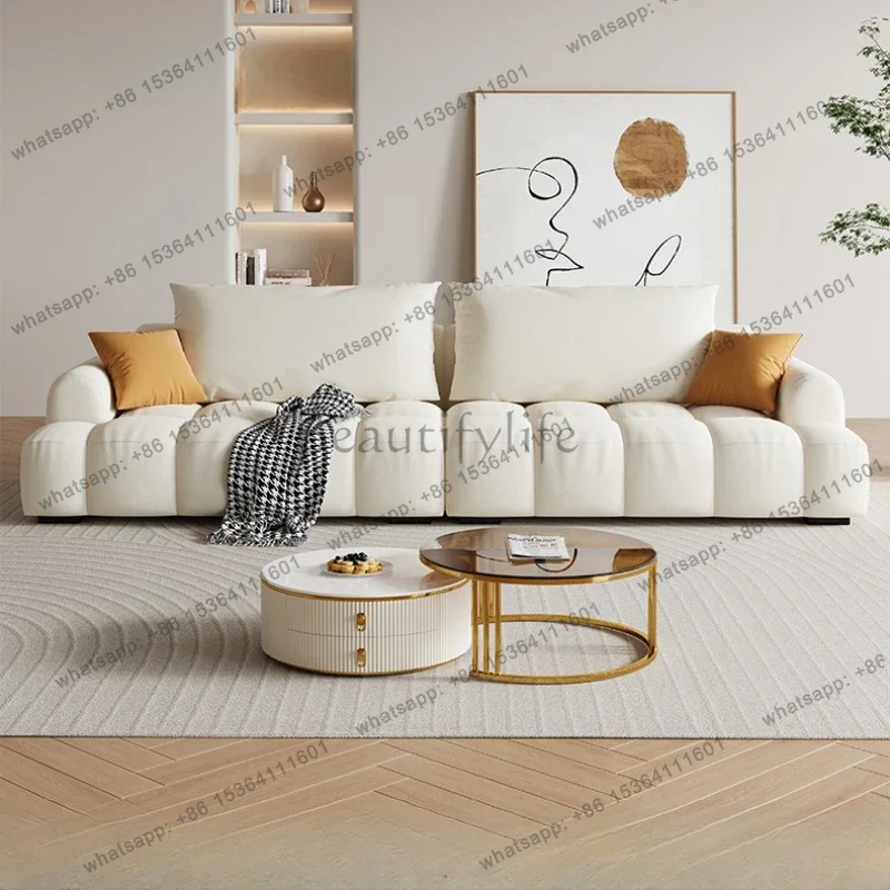 LSCream Style Puff Sofa Cotton Candy Small Size Housing Sofa Chair Living Room Piano Key Straight Divano Soggiorno Furniture Cou