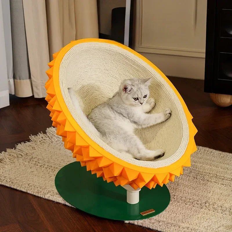 Durian Shell Hemp Rope Cat Nest Wear-resistant Sisal Cat Scratching Board Semi-enclosed Sleeping Pet Bed Cat Tickle Toys