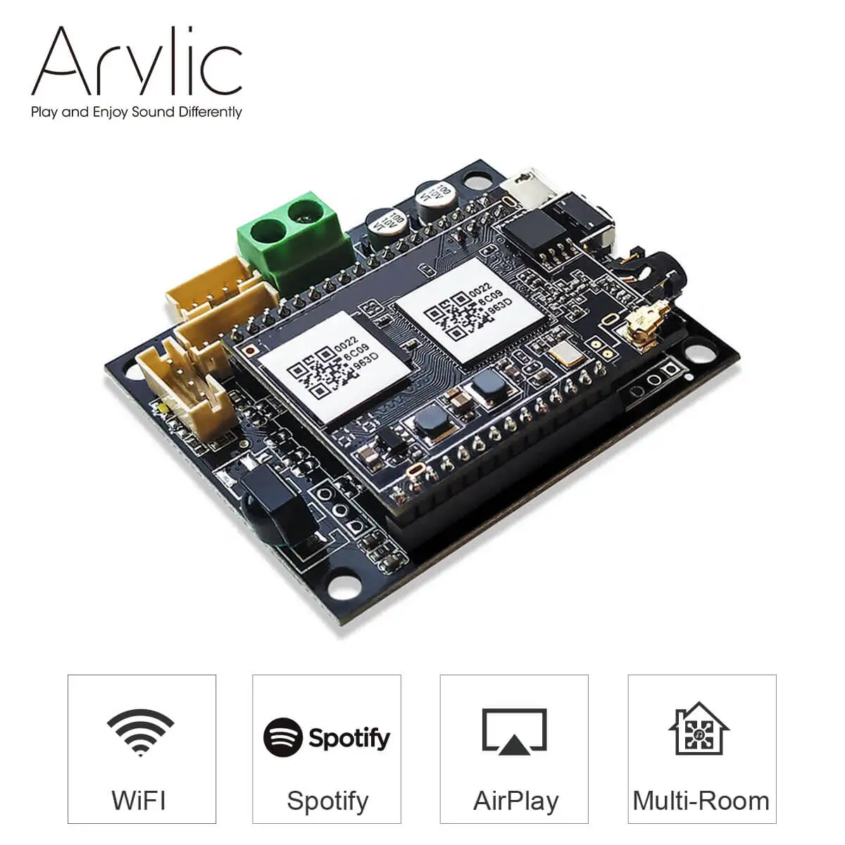 

Up2Stream Mini Bluetooth Audio Receiver Board Bluetooth 5.0 Wireless Stereo Music Module Multiroom DIY WIFI Audio Board