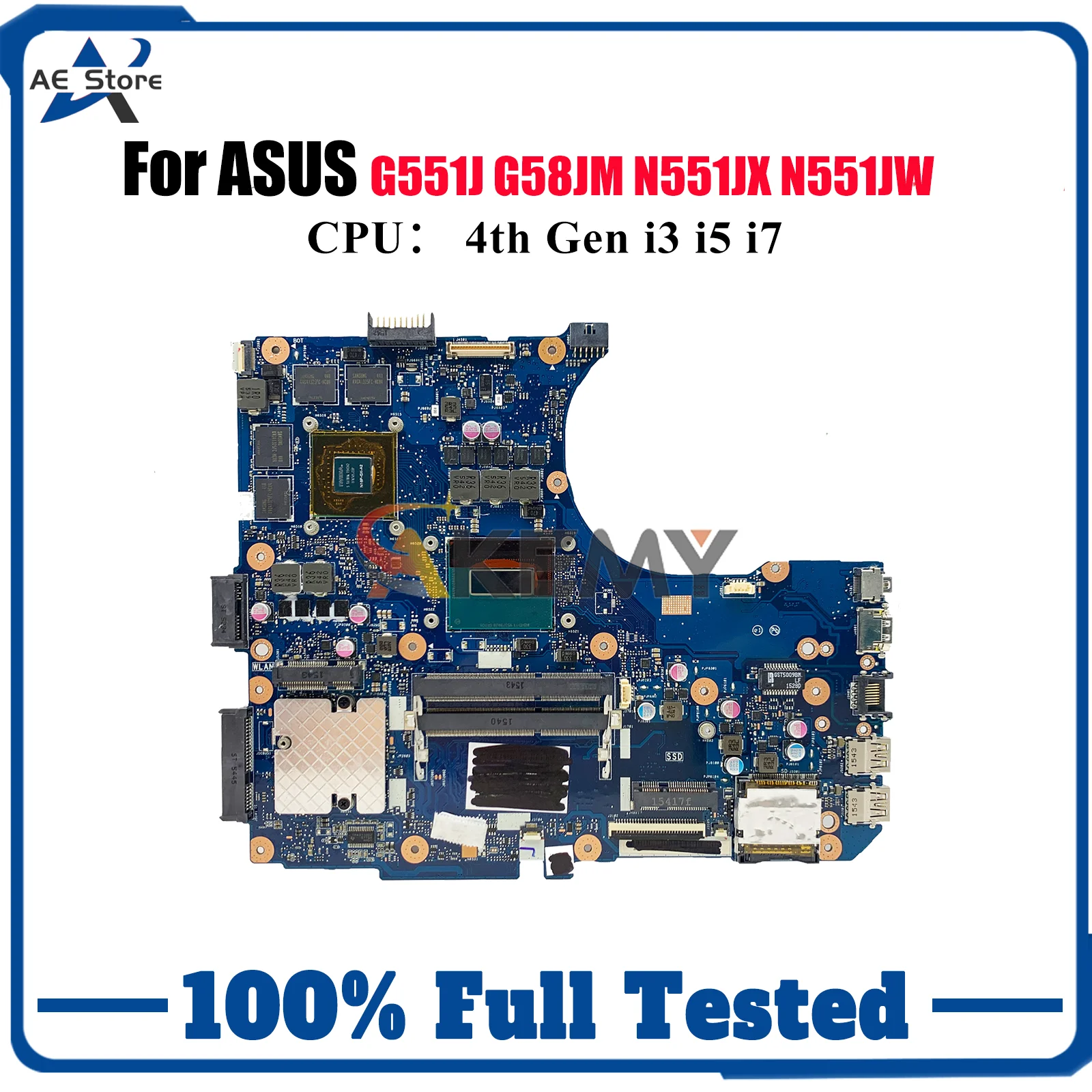 

N551JM Laptop Motherboard For ASUS ROG G551J N551JM G58JM N551JB N551JW N551JX N551JK N551JQ N551J Mainboard With i3 i5 i7 CPU