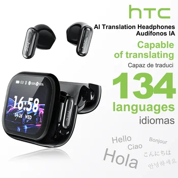 HTC NE68 Bluetooth Earphones AI Translator Earbuds LCD Screen Headphones Sport Wireless Headphones Noise Reduction 1